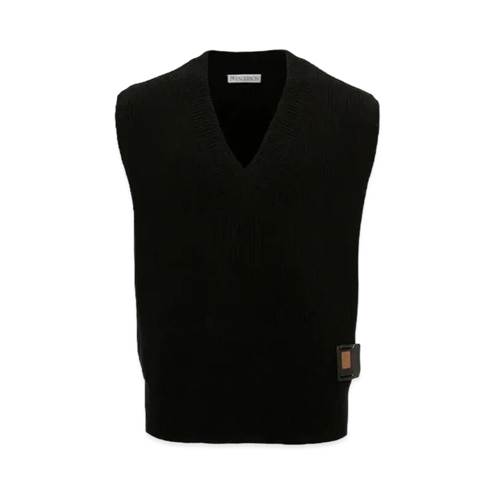 JW ANDERSON Sim Card Patch V Neck Vest "Black"