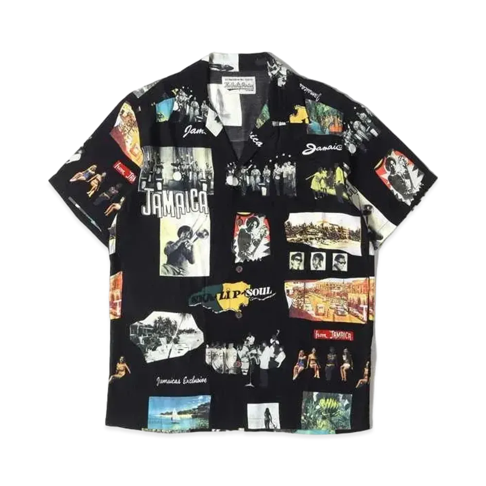 WACKO MARIA KINGSTON JAMAICA S / S HAWAIIAN SHIRT "Black"