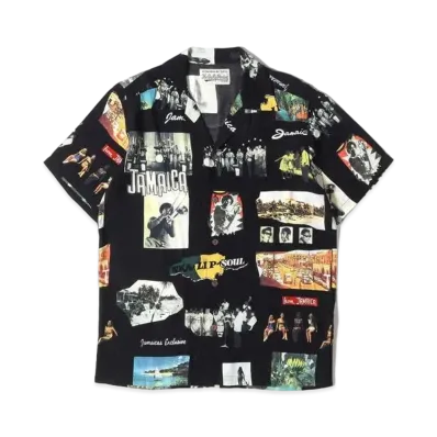WACKO MARIA KINGSTON JAMAICA S / S HAWAIIAN SHIRT "Black"