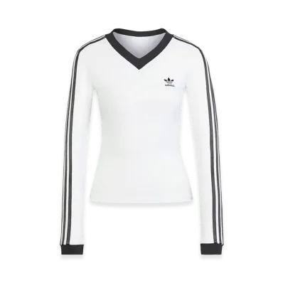 adidas Women's V-Neck Long Sleeve Shirt "White"