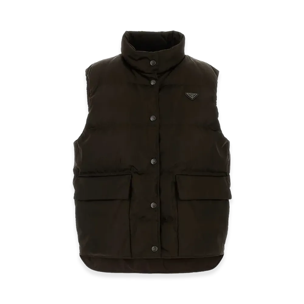 PRADA Women's Re-Nylon Down Vest "Brown"