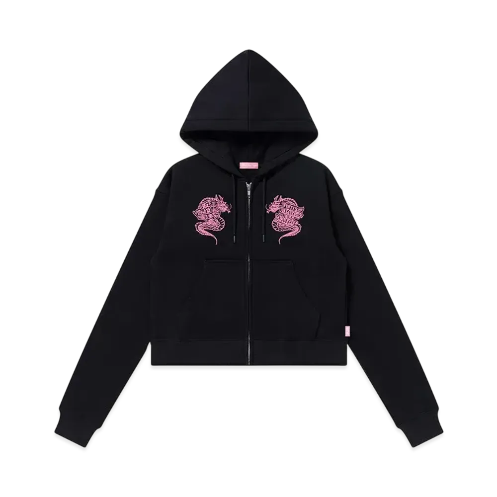 BlackEyePatch Dragons Embroidered Zip Hoodie "Black"