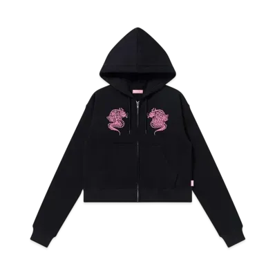 BlackEyePatch Dragons Embroidered Zip Hoodie "Black"