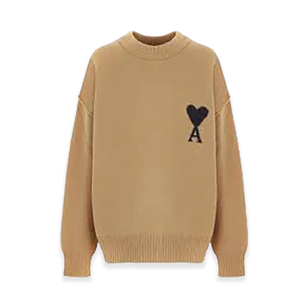 AMI PARIS Ami De Coeur Crew Neck Sweater "Camel/Black"