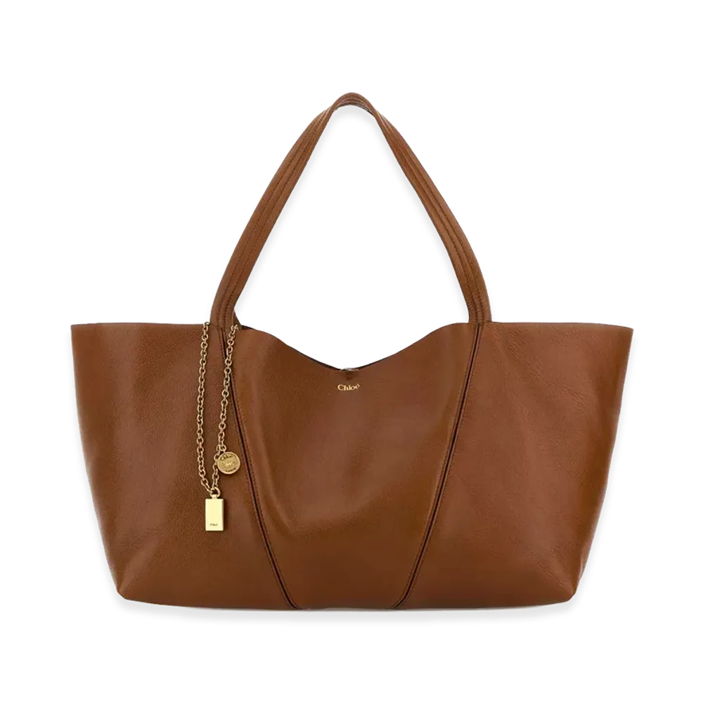 Chloe Women's Caramel Leather East-West Chloa Spin Shopping Bag "Brown"