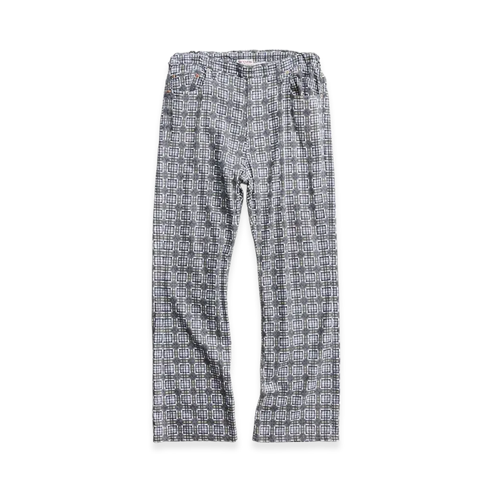 NICENESS C.Size Print Flannel Check Semi Flare Easy Pants "Gray"