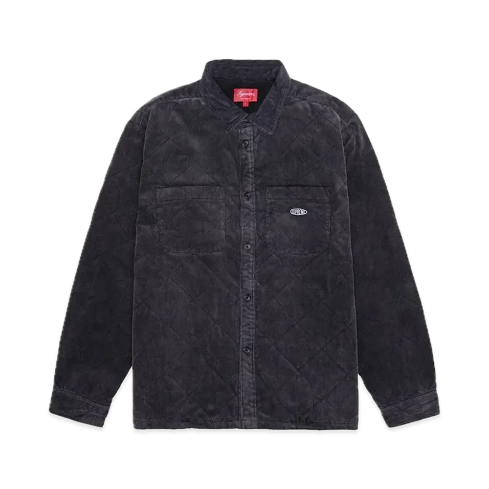 Supreme Quilted Corduroy Shirt "Black"