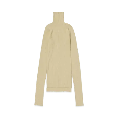 AURALEE Super Fine Wool High Gauge Rib Knit Turtle "Light Beige"