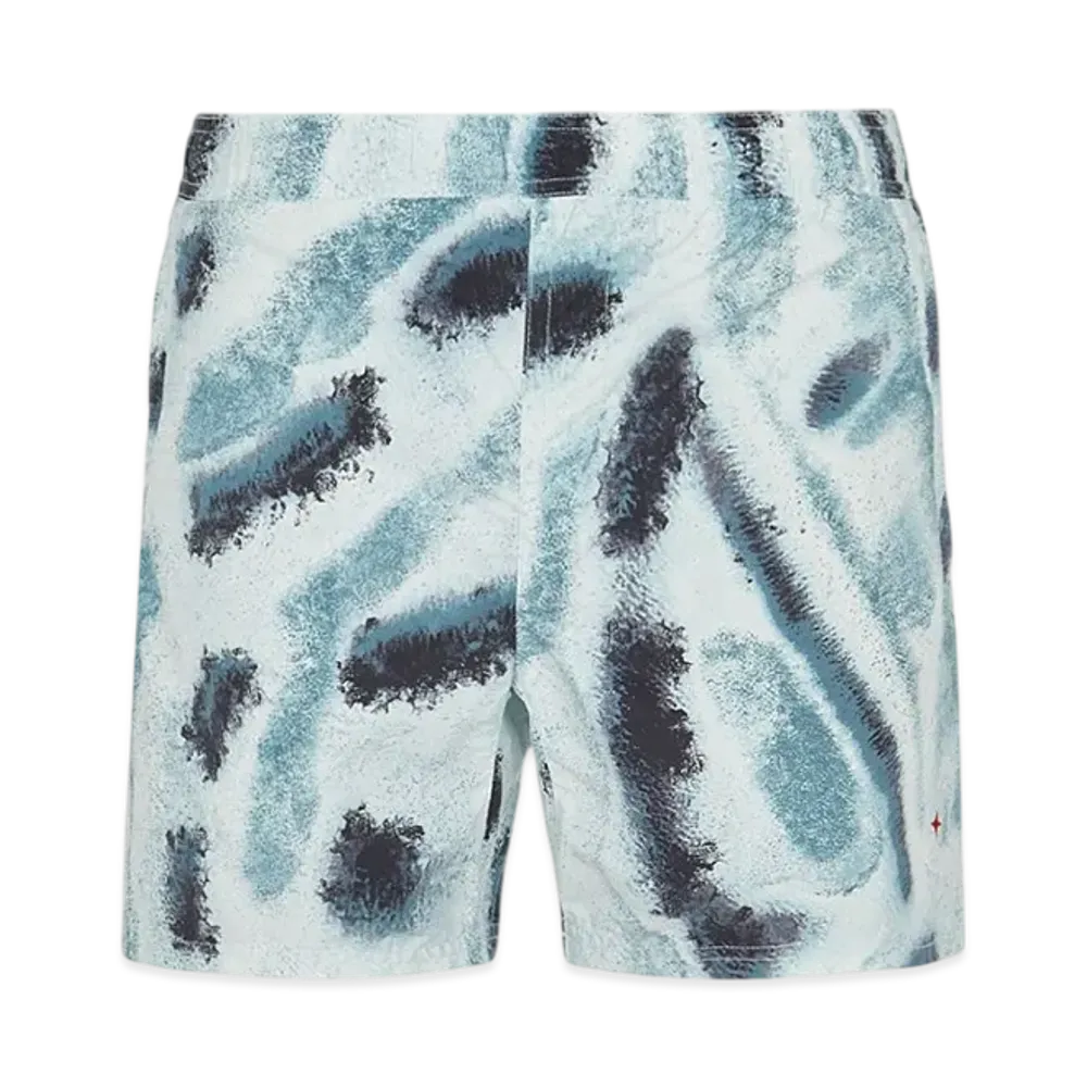 Stone Island B04X8 Brushed Nylon Reef Camo Print SI Marina Swimming Trunk - 22SS "Aqua"