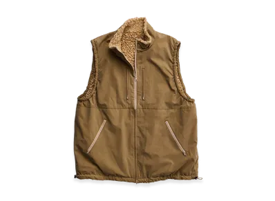 NICENESS Alison Shrunken Nylon & Molle Boa Reversible Vest "Beige/Beige"