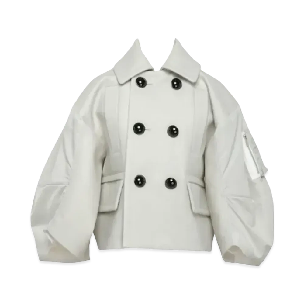 sacai Wool Melton x Nylon Twill Jacket "Ecru/Light Gray"