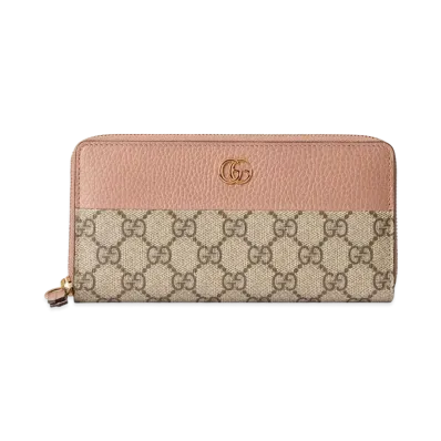 GUCCI GG Marmont Zip Around Wallet "Pink"