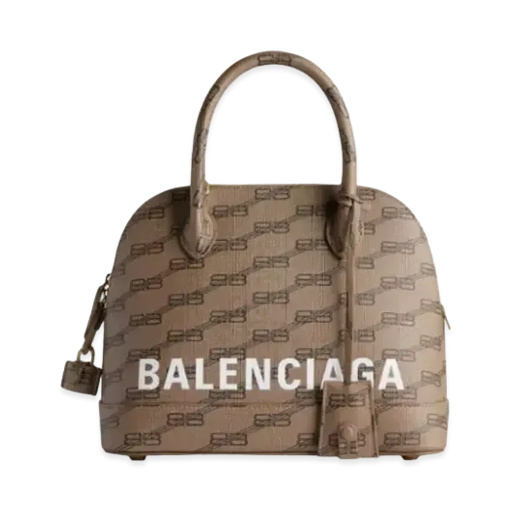 BALENCIAGA Ville BB Monogram Coated Canvas Small Handbag "Beige"
