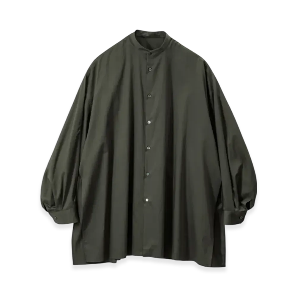 Graphpaper Silicon Poplin Deep Slit Band Collar Shirt "Green"