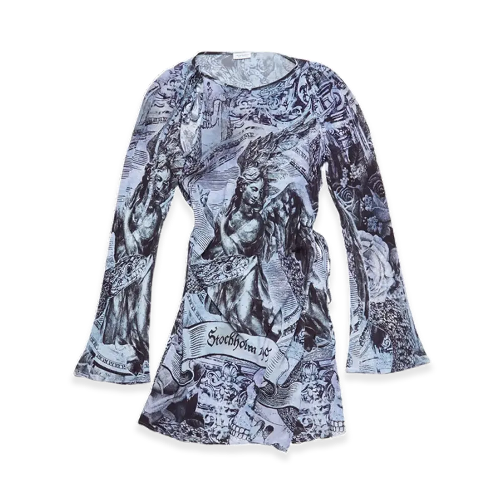 Acne Studios Printed Wrap Dress "Multi Grey"