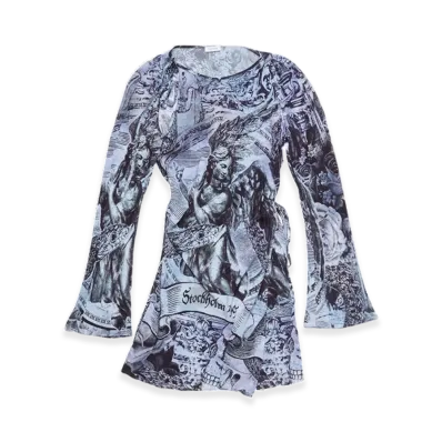Acne Studios Printed Wrap Dress "Multi Grey"