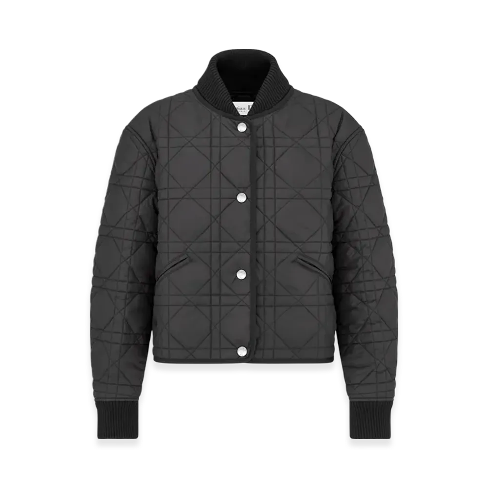 Dior Women's Quilted Technical Taffeta Macrocannage Bomber Jacket "Black"