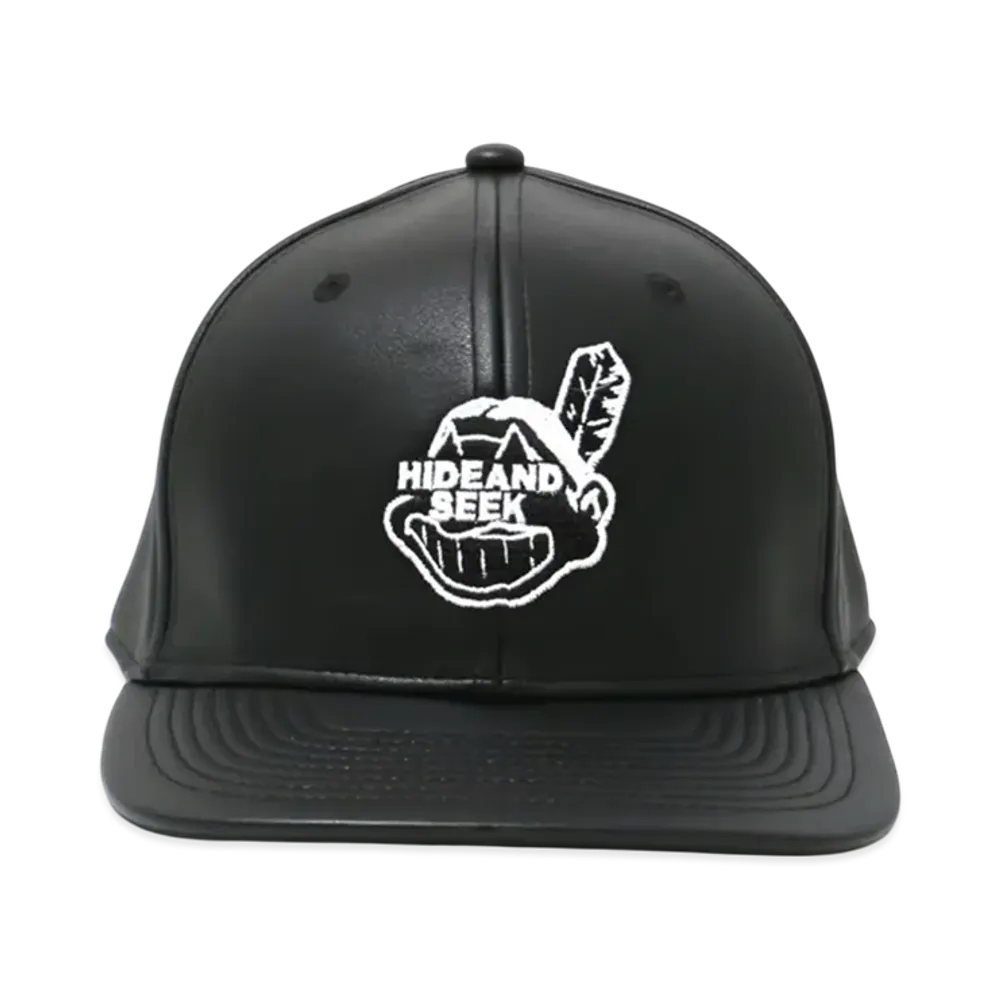 Hide and Seek Indian Baseball Cap (Pu Leather) "Black"
