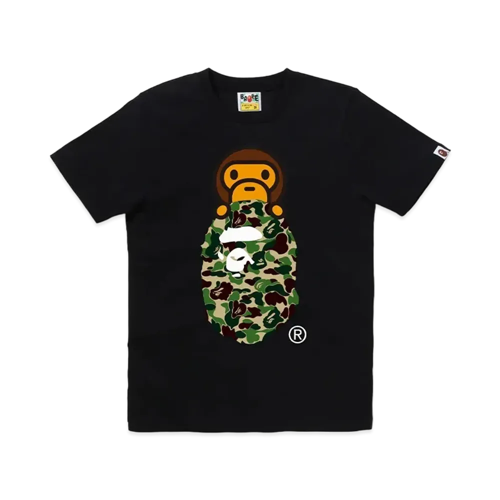A BATHING APE ABC Camo Milo On Ape Head Tee "Black/Green"