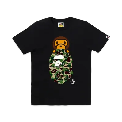 A BATHING APE ABC Camo Milo On Ape Head Tee "Black/Green"
