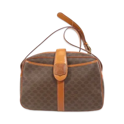 CELINE Macadam Pattern PVC Shoulder Bag "Brown"
