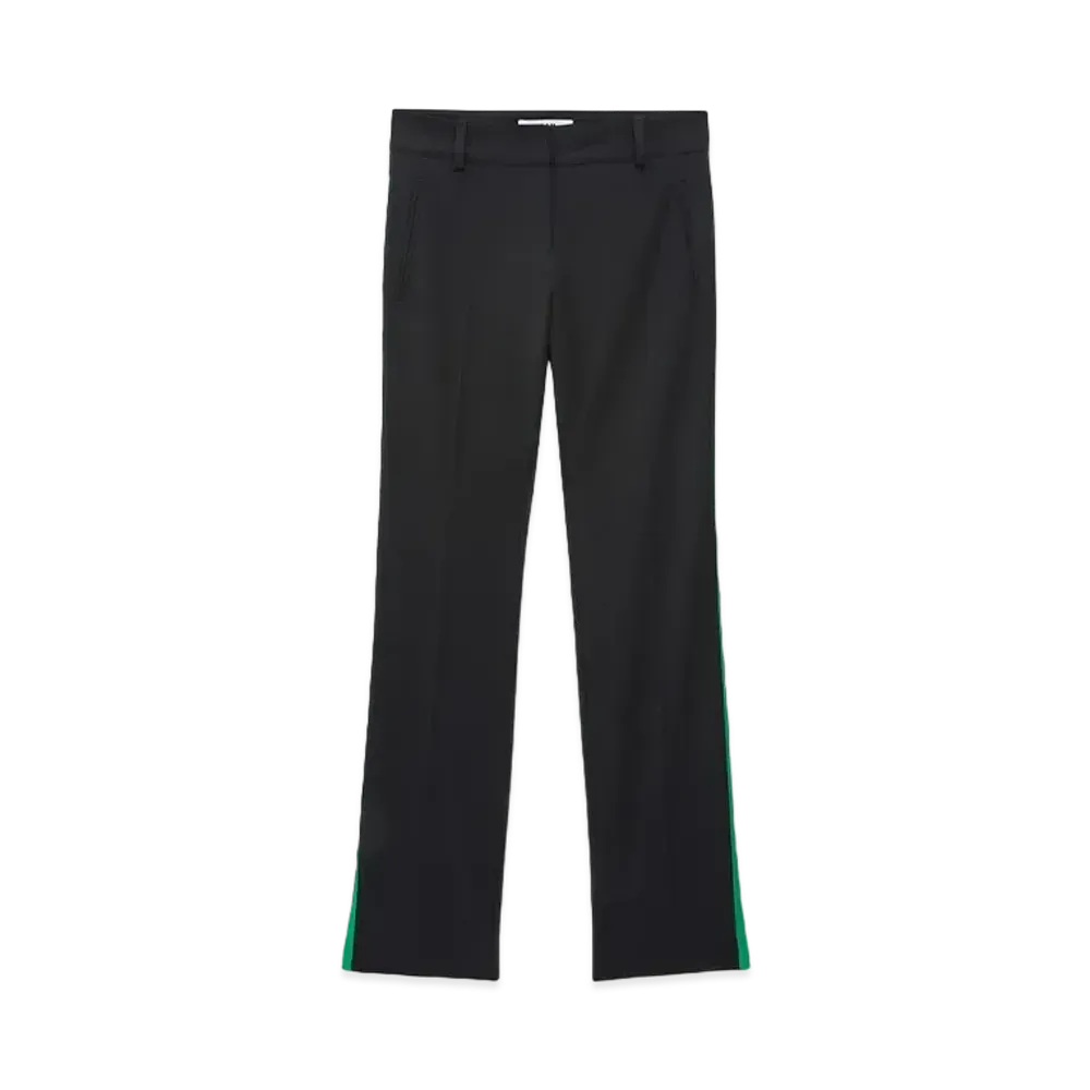 MSGM Black Blended Wool Pants With Green Zippers "Black"