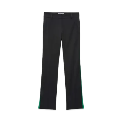 MSGM Black Blended Wool Pants With Green Zippers "Black"