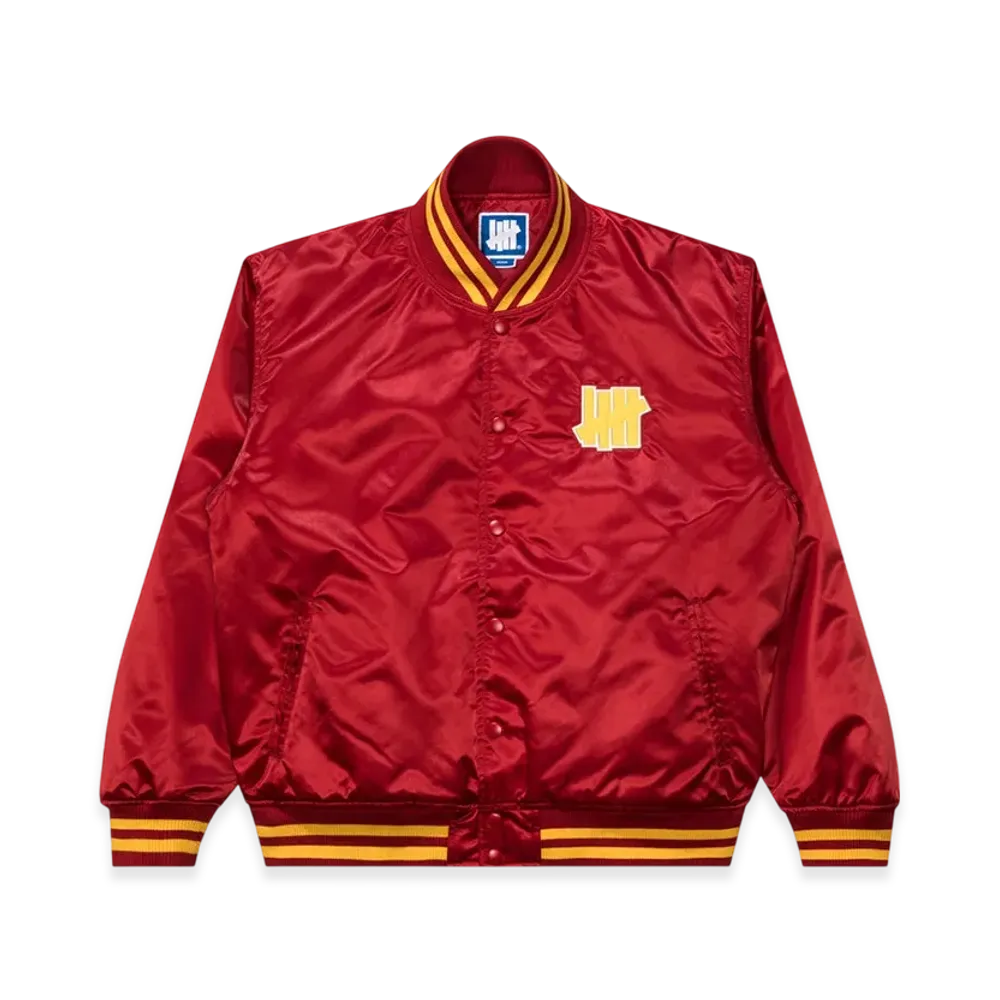 UNDEFEATED Icon Satin Varsity Jacket "Red"