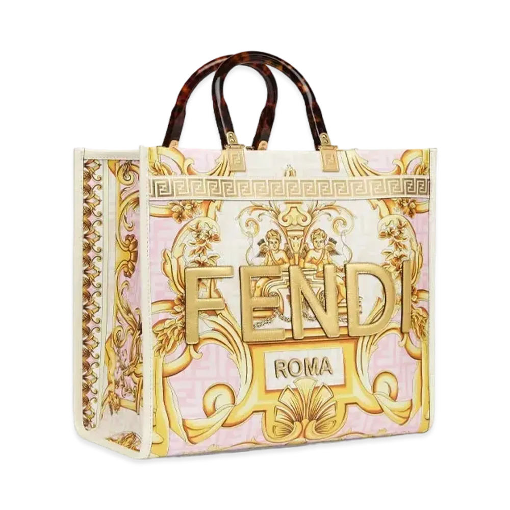 FENDI x Versace Fendace Printed White Leather Shopper "White"