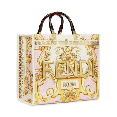 FENDI x Versace Fendace Printed White Leather Shopper "White"