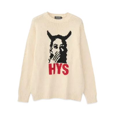 HYSTERIC GLAMOUR Speak No Evil Wooled Sweatshirt "White"