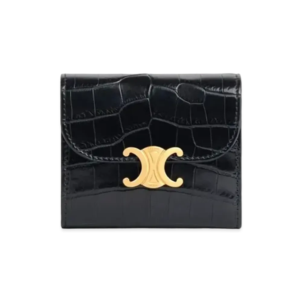 CELINE Small Triomphe Wallet In Crocodile "Black"