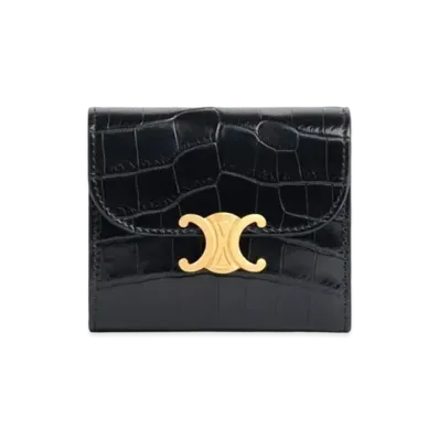 CELINE Small Triomphe Wallet In Crocodile "Black"