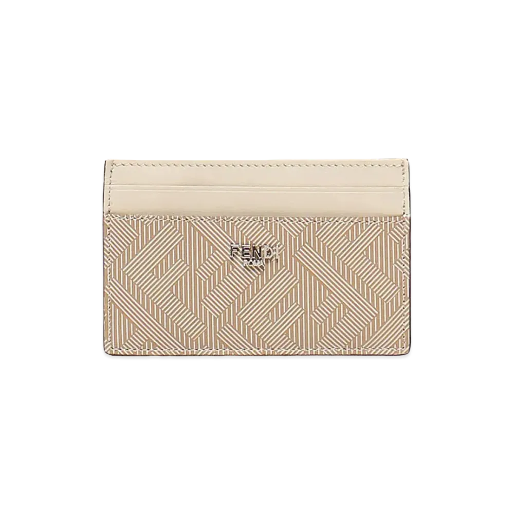 FENDI Two-Tone Leather Shadow Card Holder "Beige"
