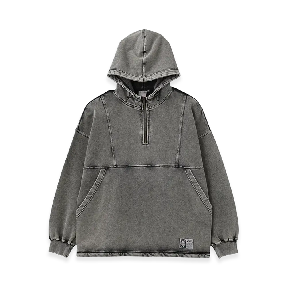X-Girl Women's Faded Face Label Anorak Sweat Hoodie "Black"