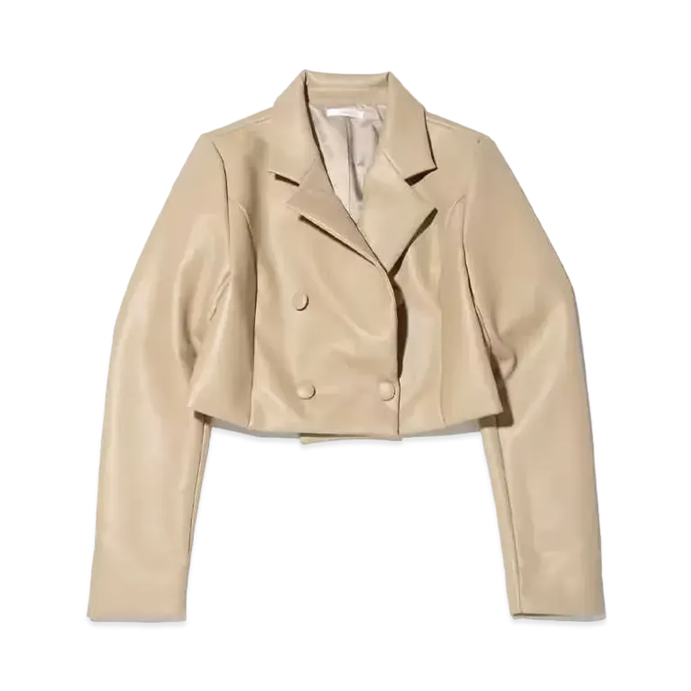 atmos pink x Chisato Yoshiki Short Take Faux Leather Jacket "Beige"