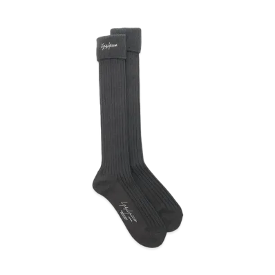 Yohji Yamamoto Pour Homme 30/2 COTTON COMBED CHUNKY RIB LONG SOCKS "Grey"