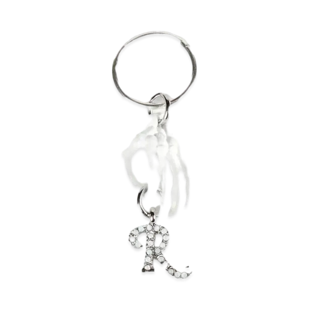 RAF SIMONS Skeleton Hand Holding Strassr Earring "Solid White"