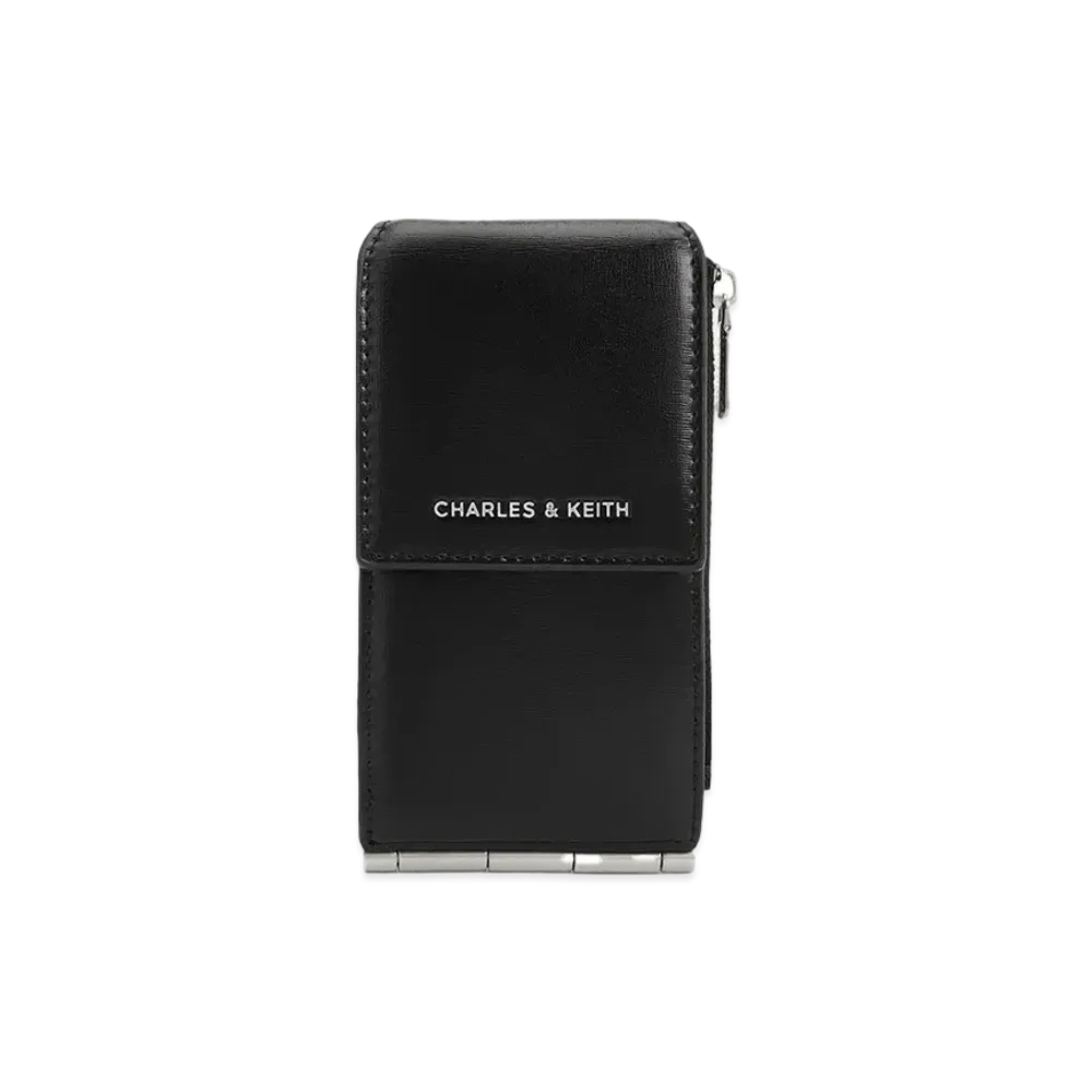 CHARLES & KEITH Carla Trifold Side Zip Card Holder "Noir"