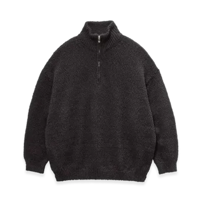 Graphpaper Cotton Wool Slub Oversized Half Zip Knit "Black"