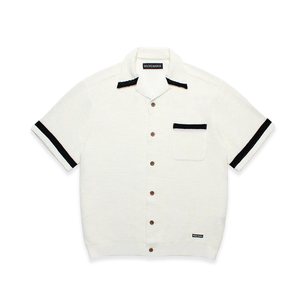 WACKO MARIA Knit Open Collar Shirt "White"