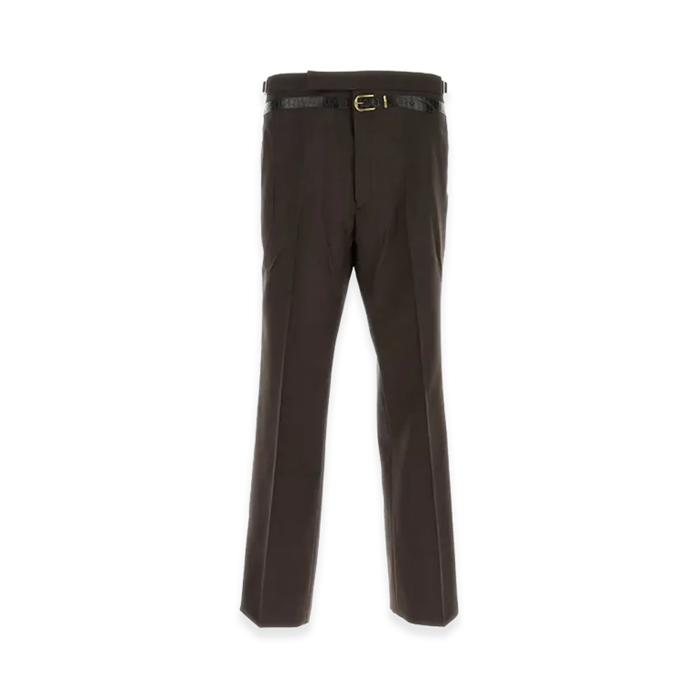 PRADA Mohair Blend Wide-Leg Pant "Brown"