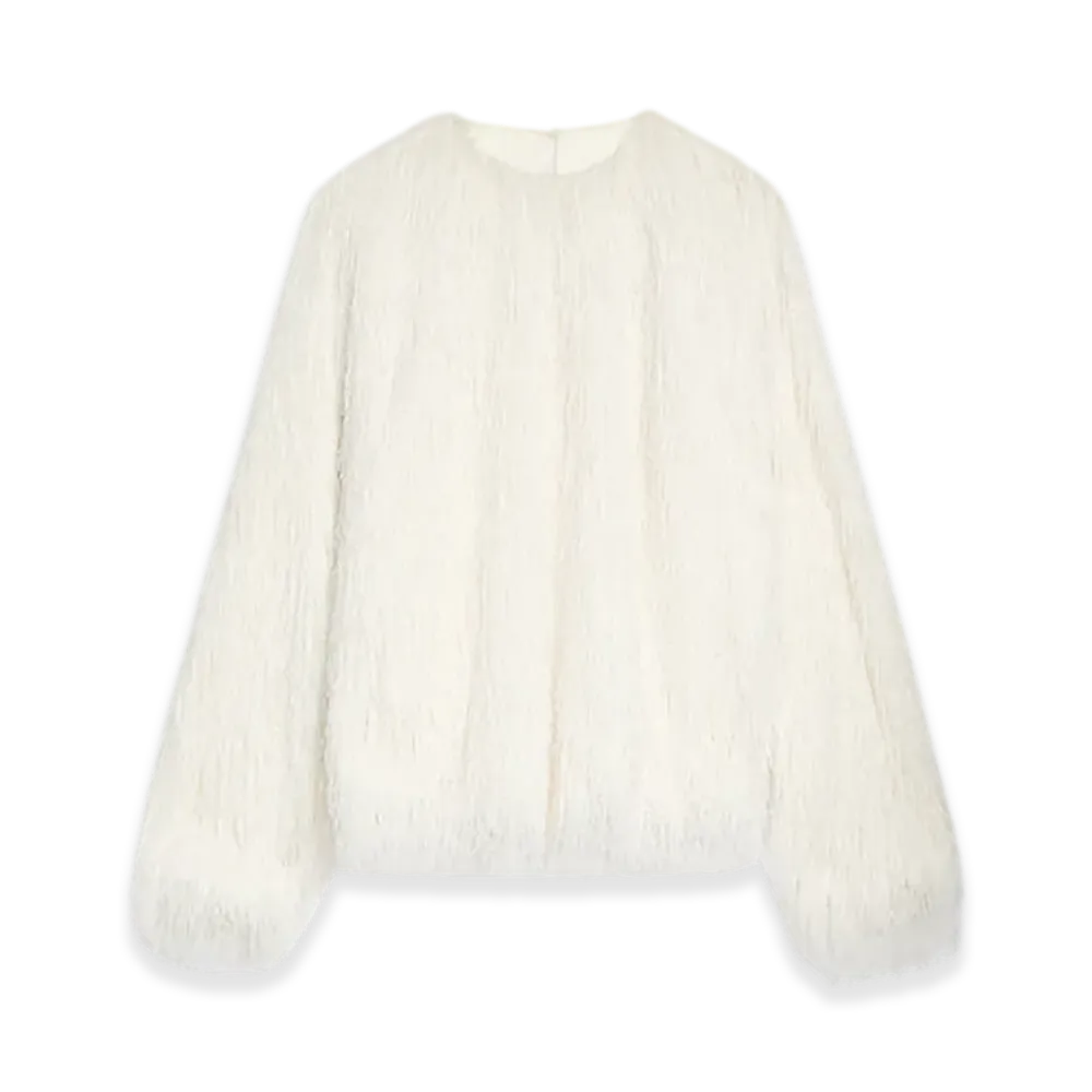 DRIES VAN NOTEN Women's Fringed Cocoon Top "White"