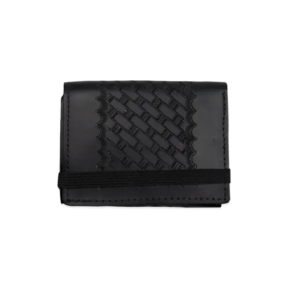 Richardson EMBOSSED BASKETWEAVE LEATHER WALLET "Black"