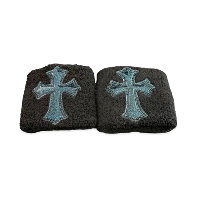 Chrome Hearts Galaxy Patent Leather Cross Patch Wrist Band "Black/Blue"