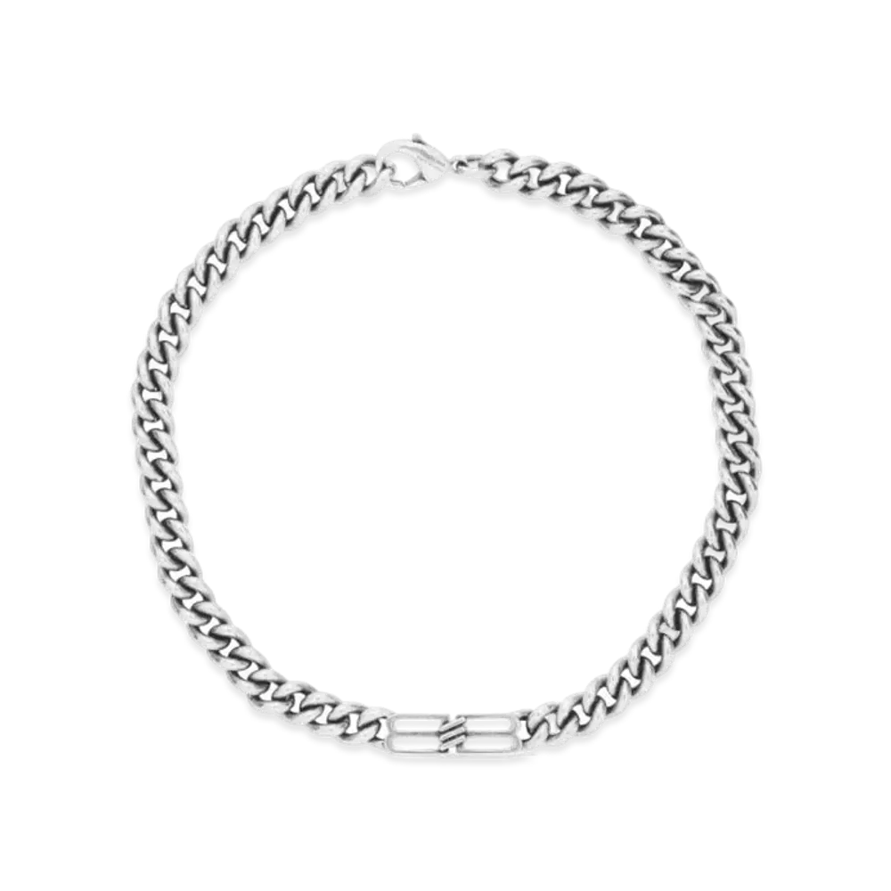 BALENCIAGA BB Icon Gourmette Necklace "Antique Silver"