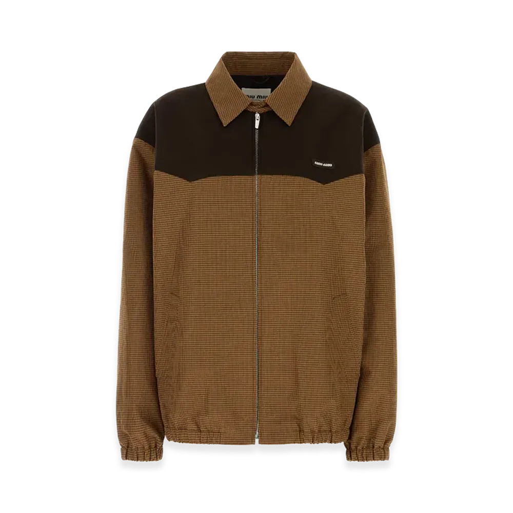 MIU MIU Women's Embroidered Cotton Jacket "Brown"