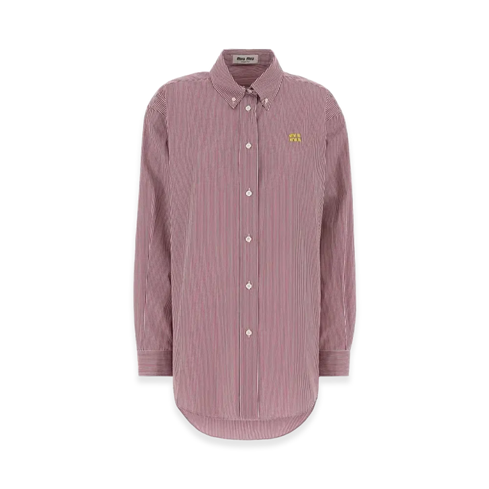 MIU MIU Women's Embroidered Poplin Oversize Shirt "Stripped"