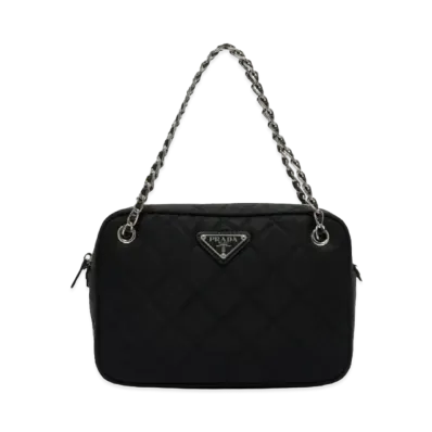 PRADA Nylon Quilted Chain Mini Shoulder Bag "Black"