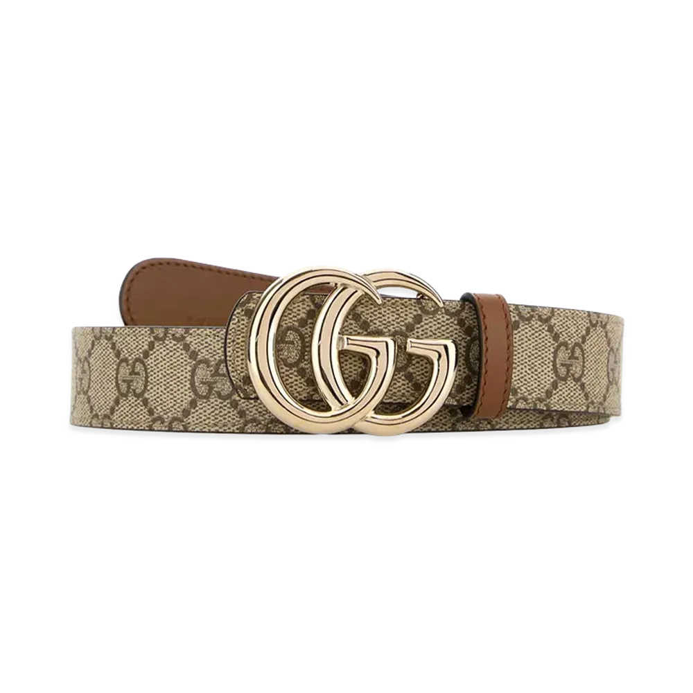 GUCCI Women's Canvas Reversible Belt "Beige/Gold"